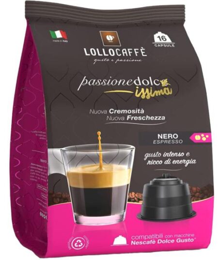 BUSTA 16 CAPSULE LOLLO COMPATIBILI DOLCE GUSTO NERA