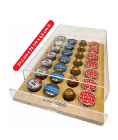PORTA CAPSULE CAFFITALY SYSTEM IN LEGNO A CASSETTO ALISEO N
