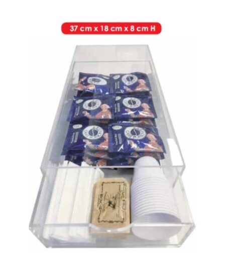 PORTA CAPSULE E CIALDE A CASSETTO ZUCCHERO, PALETTE, BICCHIE