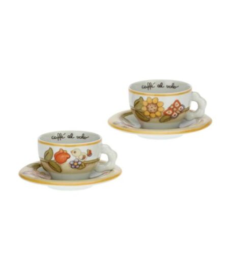 SET 2 TAZZINE CAFFE' CON PIATTINO THUN