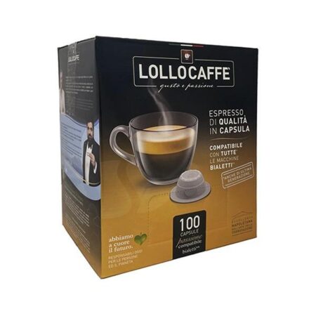 BOX 100 CAPSULE LOLLO MISCELA NERA COMPATIBILI BIALETTI