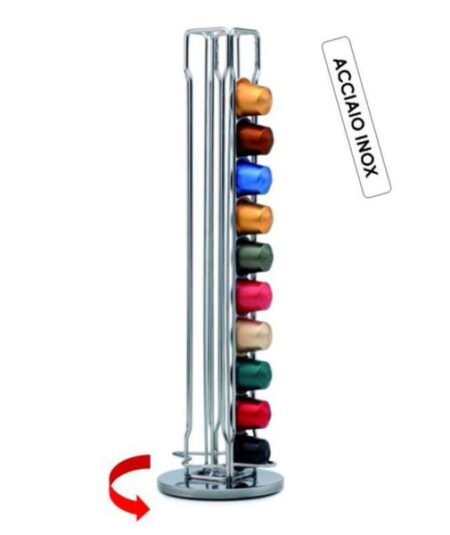 PORTACAPSULE ACCIAIO GIREVOLE GHIBLY CAPSULE NESPRESSO E CUP