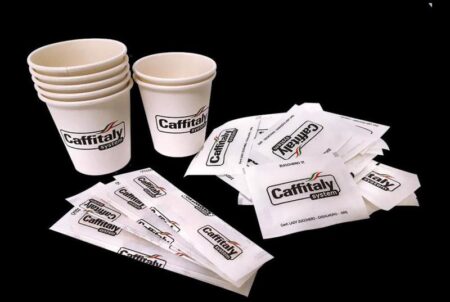 KIT ACCESSORI CAFFITALY 100 BICCHIERI 80CC /PALETTE/ZUCCHERO